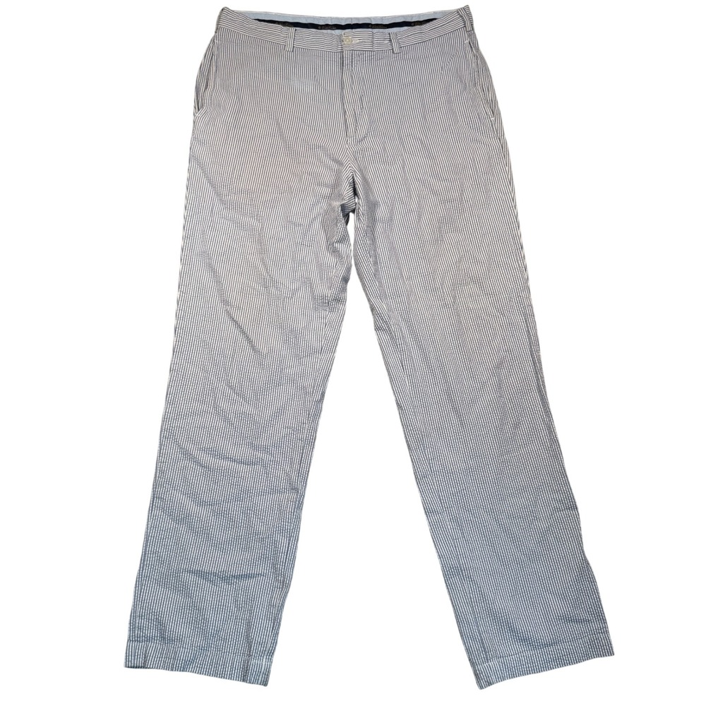 Brooks Brothers Clark Pants Mens 36x34 Blue Seersucker Cotton Striped Chinos